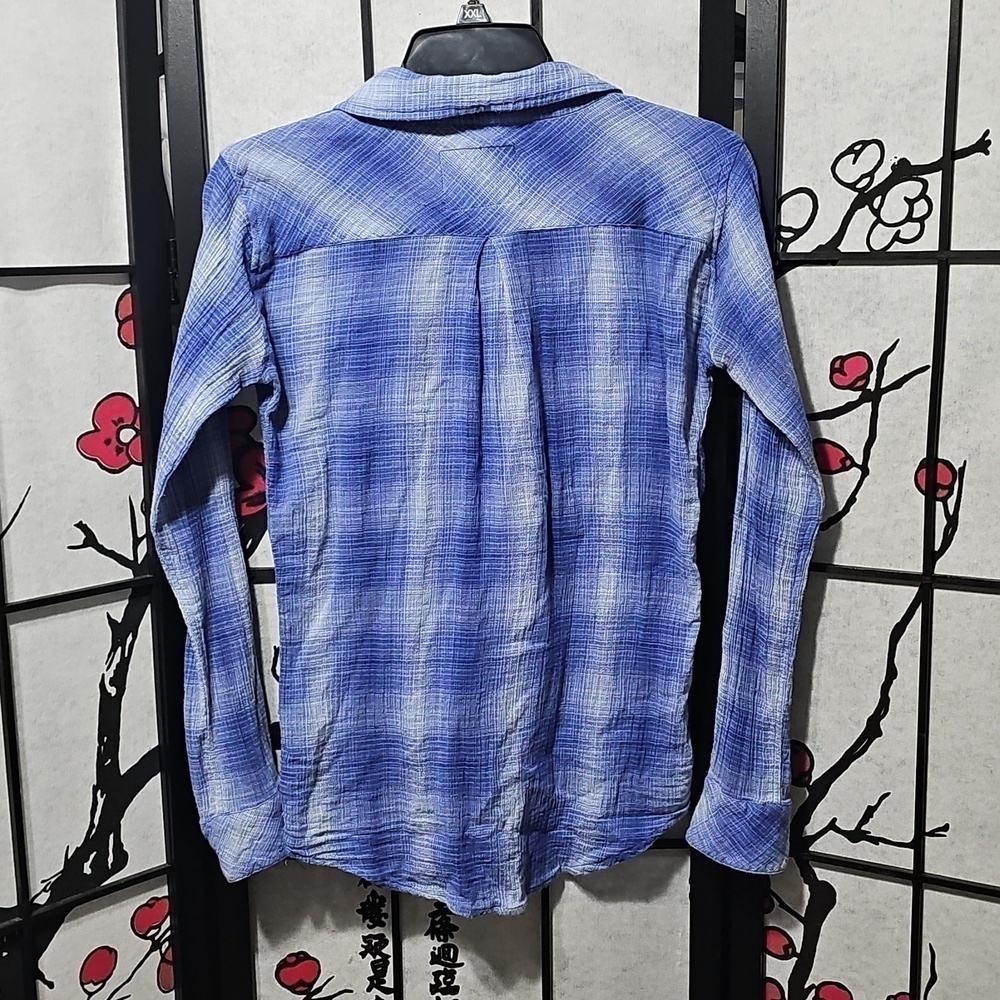 Rails Crinkle Blue Plaid Button-Up Shirt Size XS‎ - Picture 6 of 6